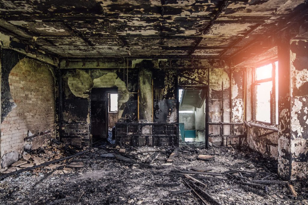 A room is completely destroyed by a fire in a Toledo home.